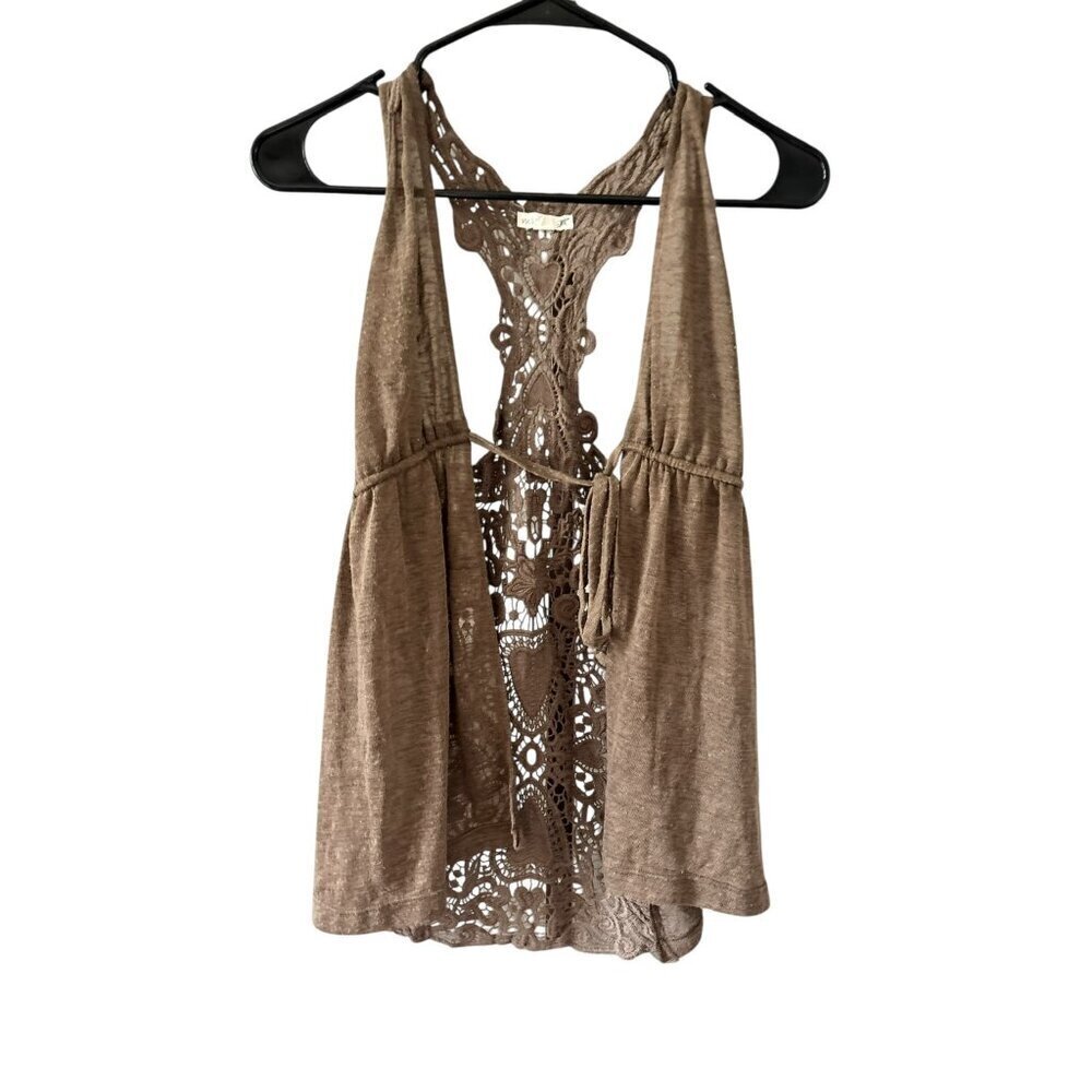 Mine Women's Brown Crocheted Back Top